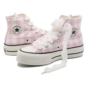 Converse Women's Pink Checkered High-Tops
